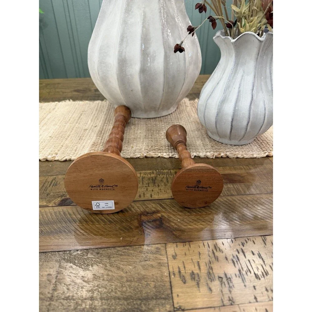 Hearth & Hand with Magnolia 2pk Wood Candlestick Set